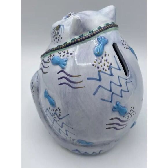Vintage Fitz & Floyd “Feed The Kitty” Ceramic Fat Cat Coin Bank - Picture 3 of 6